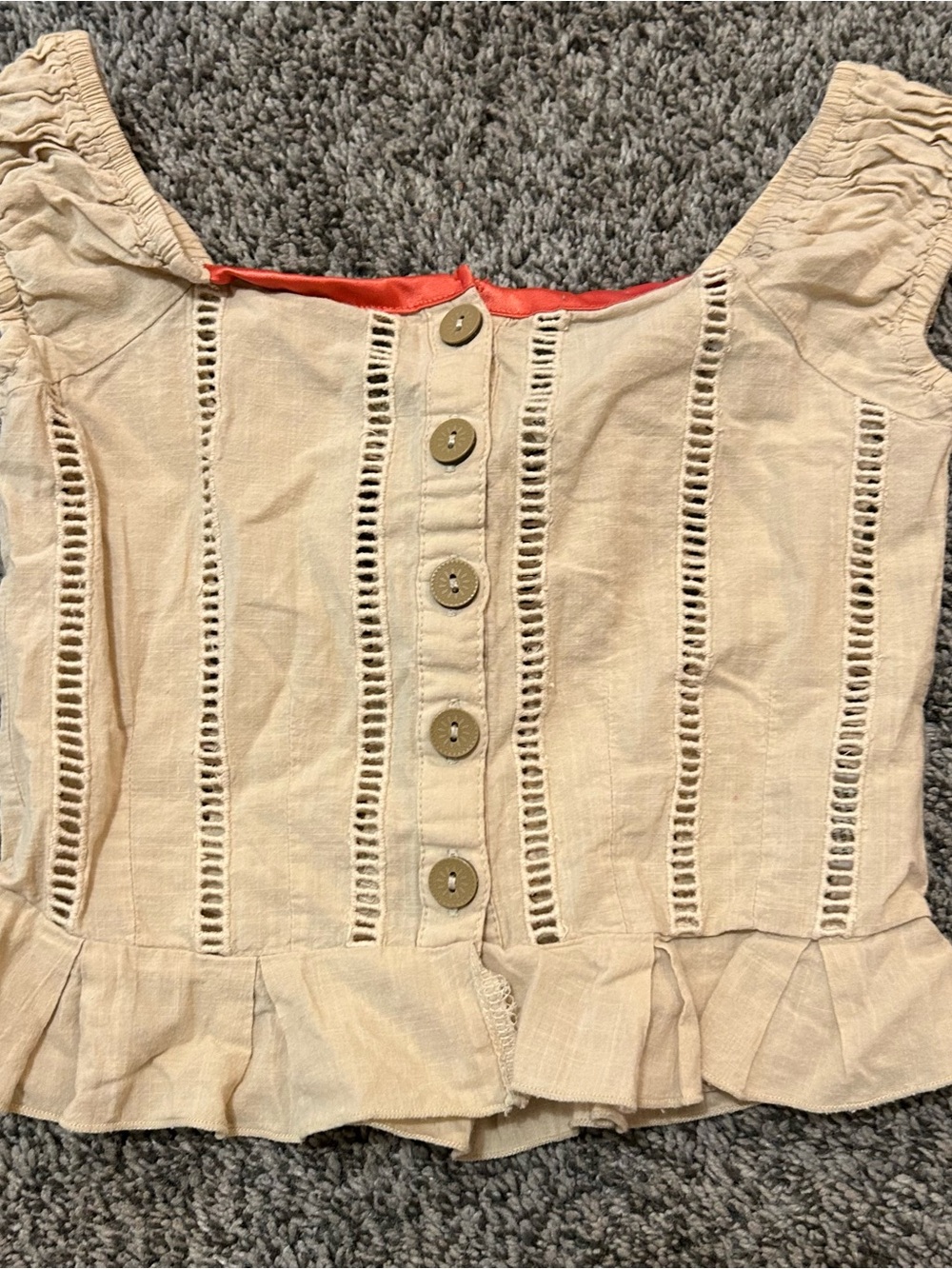 Y2K Mary Kate And Ashley Olsen Beige Button Up Bow Top, Girls Size 4/5- #7